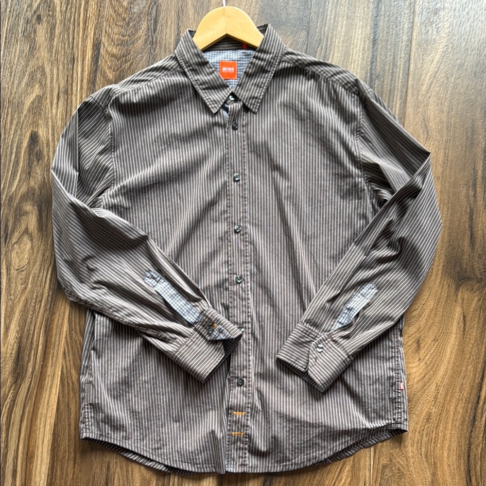 Hugo boss Brown and light blue stripes Button Down Shirt